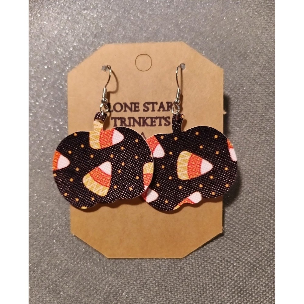 Candy Corn Pumpkin Earrings #2